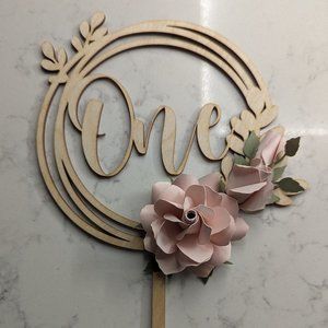 FIRST BIRTHDAY, ONE CAKE TOPPER 5"